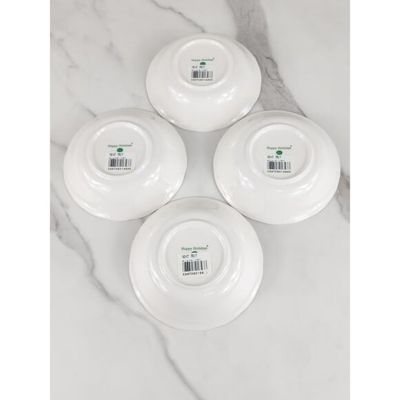 Nikko Happy Holidays Fruit Bowl Christmas 5 1/2" Green Trim x4 Japan w/ Box - Picture 10 of 15